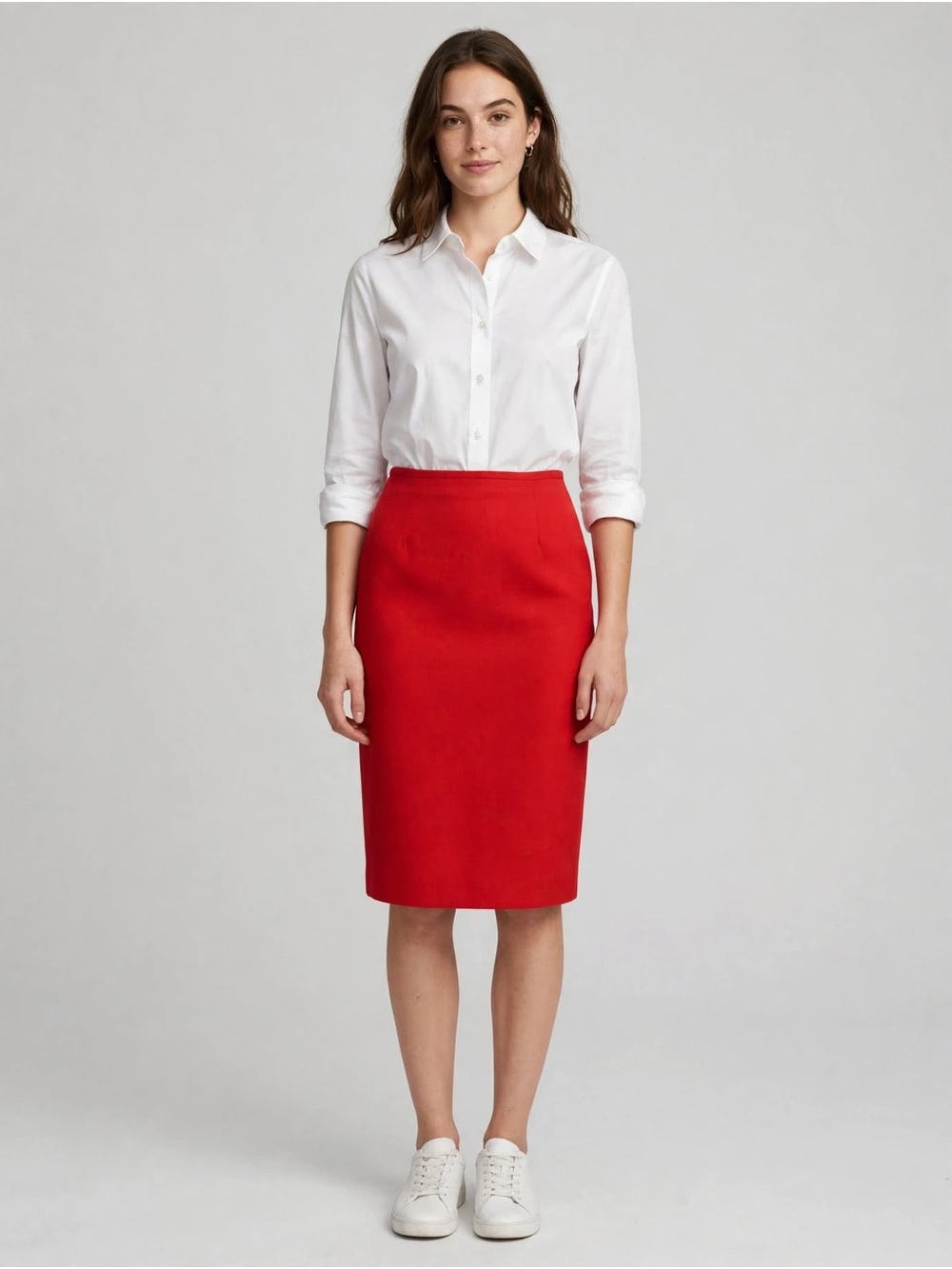 Women's Red Pencil Skirt - Tailored High-Waist Pencil
